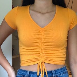 Garage yellow ruched top
